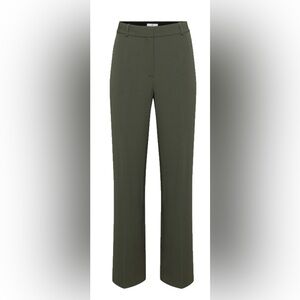Aritzia Olive Green Agency Pants in Mirror Crepe